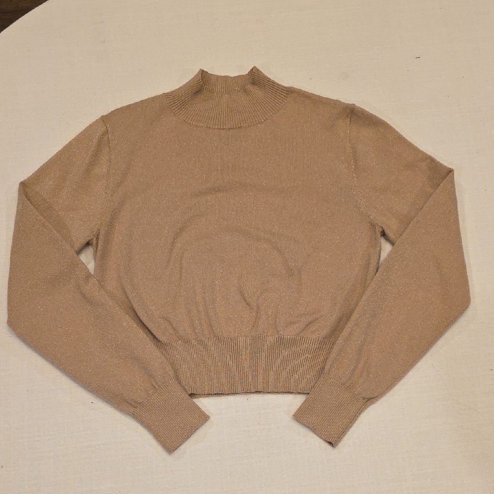Elegant Gold Sparkly Women's Turtleneck Sweater